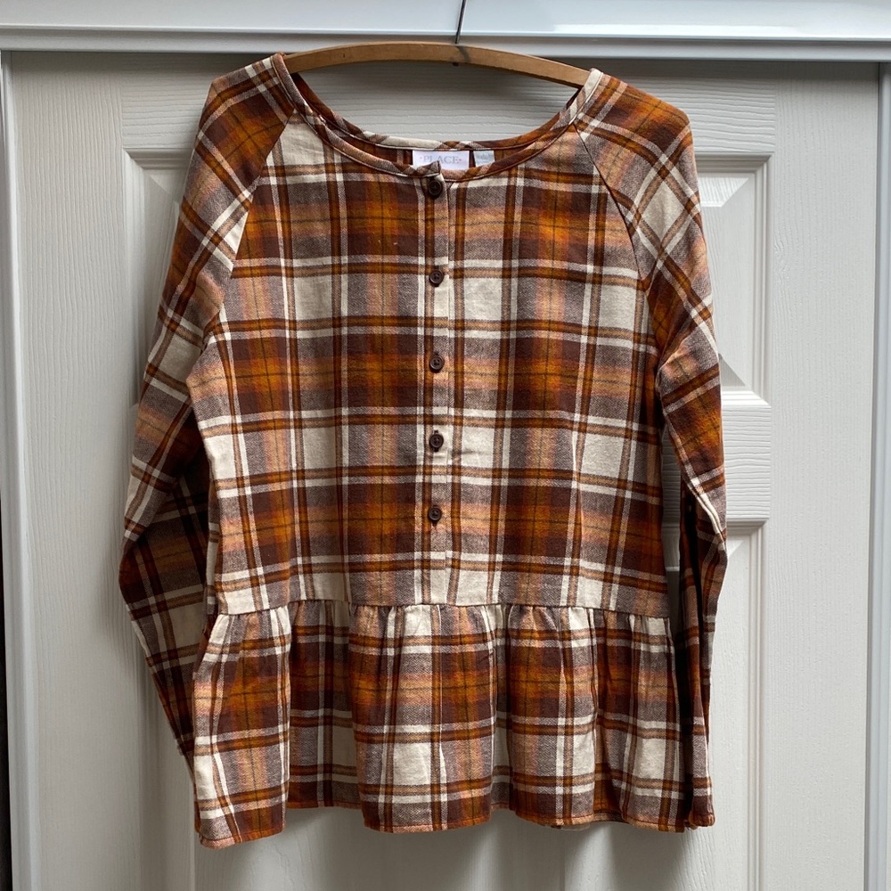 The Children's Place Brown Plaid Button-Up Blouse